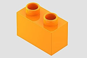 HU2NOP-4 COMPATIBEL met DUPLO steen 1x2 (Hubelino) oranje NIEUW *