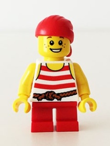pi163 Piraat jongen- Rood/wit shirt rode hoofddoek,korte rode broek NIEUW *0M0000
