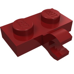 11476-59 Platte plaat 1x2 met horizontale clip LANGE einde rood, donker NIEUW *1L291