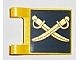 2335pb107-3 Vlag 2x2 met gouden zwaarden op donkerblauwe ondergrond geel NIEUW *0L000