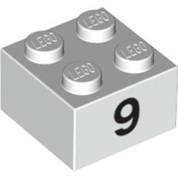 3003pb043-1 Steen 2x2 opdruk 9 wit NIEUW *5K0000