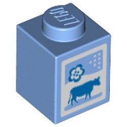 3005pb016-42 Steen 1x1 Melkpak (Friends) blauw, midden NIEUW *0M0000