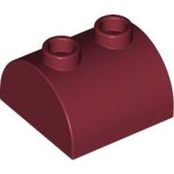 30165-59G Steen 2x2 halfronde kop, 2 noppen bovenop rood, donker gebruikt *1L200