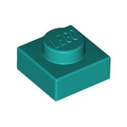 3024-39G Platte plaat 1x1 turquoise, donker gebruikt *1L366