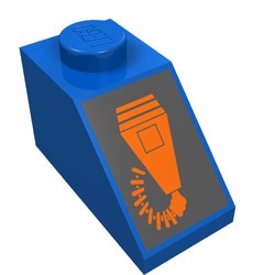 3040pb001-7G Dakpan 45 graden 1x2 met oranje microfoon blauw gebruikt *5R000
