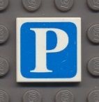 3068bpb0007-1G Tegel 2x2 Letter P(arkeren) wit gebruikt *5T05-05