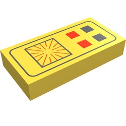 3069bp25-3G Tegel 1x2 Computerpatroon vier blokjes en scherm geel gebruikt *5T02-09