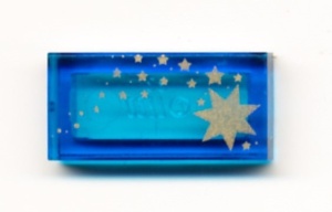 3069bpx39-14G Tegel 1x2 Sterren transparant donkerblauw gebruikt *5T02-18