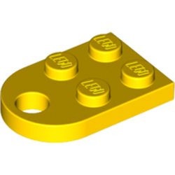 3176-3G Platte plaat 2x2 met gat voor trekhaak (oog) geel gebruikt *1D014