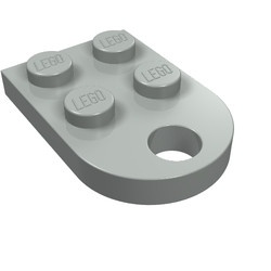 3176-9 Platte plaat 2x2 met gat voor trekhaak (oog) lichtgrijs (klassiek) NIEUW *1L324