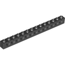 32018-11G Technic, steen 1x14 met 13 gaten zwart gebruikt *R35