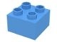 3437-42 DUPLO steen 2x2 (LET OP: DUPLO IS VRIJWEL ALTIJD PAKKETPOST) blauw, midden NIEUW *