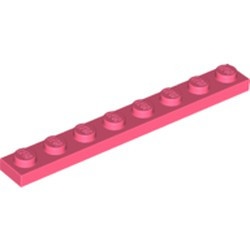 3460-220 Platte plaat 1x8 rood, koraal NIEUW *1L178+9+80