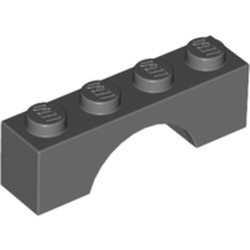 3659-85G Steen, boog 1x4x1 hoog grijs, donker (blauwachtig) gebruikt *