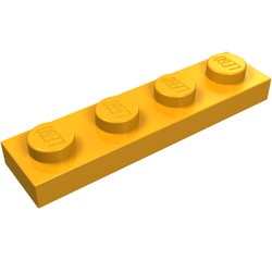3710-31G Platte plaat 1x4 oranje, midden gebruikt *1L370