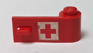 3821pb007-5G Autodeur 1x3x1 met rood kruis op witte achtergrond (Sticker), rechts rood gebruikt *5S009