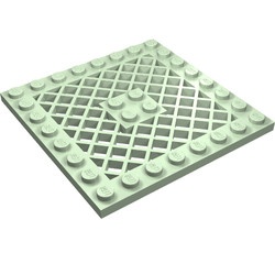 4151-38 Platte plaat 8x8 met rooster ZONDER gat in midden groen, licht gebruikt *3D0000
