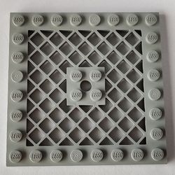 4151b-86 Platte plaat 8x8 met rooster MET gat in midden grijs, licht (blauwachtig) NIEUW *3D0000