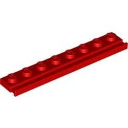 4510-5G Platte plaat 1x8 met deurrail/dakgoot rood gebruikt *1L317+6