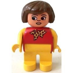 4555pb142G Duplo, vrouw met bruin haar en sjaaltje gebruikt *
