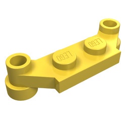4590-3 Platte plaat 1x4 offset (plaat 2 x1+gaten links en rechts) geel NIEUW *1L319