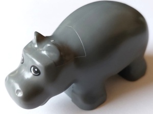 51671pb01-85G DUPLO baby nijlpaard met zwart-witte ogen (PAKKETPOST) grijs, donker (blauwachtig) gebruikt *