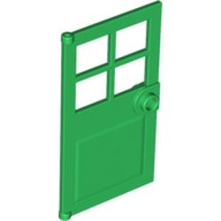 60623-6 Deur 1x4x6 met 4 raampjes, deurknop voor in frame groen NIEUW *1L234