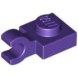 61252-89 Platte plaat 1x1 met horizontale clip (loc 01-06) paars, donker NIEUW *1L287+2