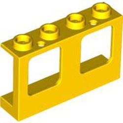 61345-3G Raam 1x4x2 paneel- 2 gaatjes onderin- glas:60601 (2 nodig) (loc 04-04) geel gebruikt *1L11-9