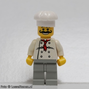 chef010G Chef - Koksmuts, lange snor, lichtgrijze benen gebruikt *0M0000