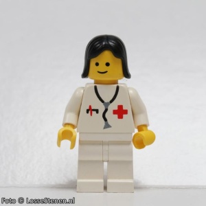 doc016G Dokter - Stethoscope - witte benen, zwart haar vrouw gebruikt *0M0000