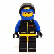 ext001G Extreme Team -Witte lok, blauwe helm met vlammen, zwart vizier, Xtreme jas gebruikt *0M0000