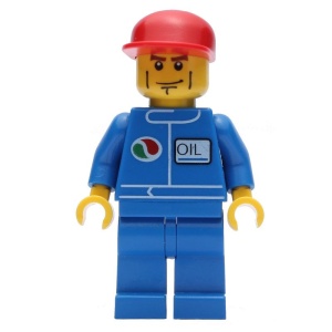 oct049G Octan - Blauwe overall met Octan logo en 'oil', rode cap, strepen op wangen gebruikt *0M0000