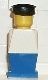 old005G Legoland Oude type minifig - Wit lijf, blauw benen, zwarte platte pet gebruikt *0M0000