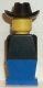 old027G Legoland Oude type minifig - Zwart lijf, blauw benen, Zwart Cowboy hoed gebruikt *0M0000