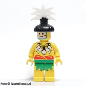 pi069G Eilander, koning met zwart haar en verentooi gebruikt *0M0000