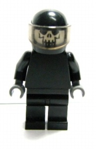 sp085G MINIPROMO Space Skull zwart lijf donkerblauwgrijze handen doodshoofd kwaad zwarte integraalhelm gebruikt *0M0000