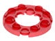 11833-17 Platte plaat 4x4 rond met 2X2 gat in midden transparant rood NIEUW *1L219