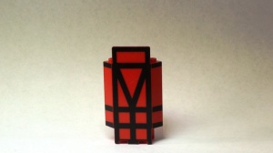2345p01-5G Kasteelmuur 3x3x6 Hoek met lijnpatroon rood gebruikt *3D000