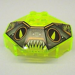 2418bpx1-16G Bolvormige ruit met 8 vlakken Stinray motief transparant, neongroen gebruikt *