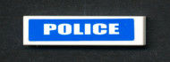 2431pb447-1G Tegel 1x4 POLICE op blauwe achtergrond (Sticker) wit gebruikt *5t04-02