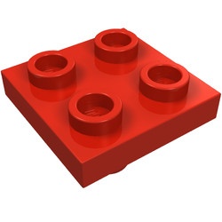 2476a-5 Platte plaat 2x2 met pin onderzijde kleine gaatjes in plaat rood NIEUW *1L326