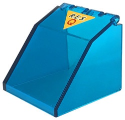2620pb01-14G Ruit 4x4x3 (hoog, knik, scharnierend boven) RESQ logo transparant donkerblauw gebruikt *