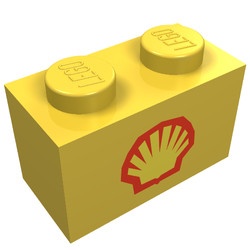 3004px26-3G Steen 1x2 SHELL klein logo geel gebruikt *5V02-07