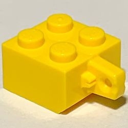 30389a-3G Scharniersteen 2x2 - 1 vinger ZONDER asgat geel gebruikt *