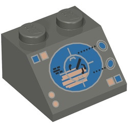 3039px8-10G Dakpan bedrukt 45 2x2 met blauwe/koperen radar display donker, grijs (klassiek) gebruikt *5R000
