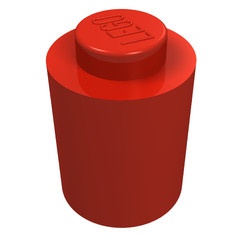 3062old-5G Steen 1x1 rond- zonder inkeping onder (classic) rood gebruikt *1L000
