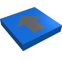 3068bp18-7G Tegel 2x2 met zwarte pijl blauw gebruikt *5T05-22