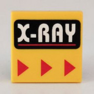 3068bpx30-3G Tegel 2x2 'X-RAY' en rode pijlen geel gebruikt *5T05-21