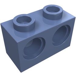 32000-55G Technic, steen 1x2 met 2 gaten blauw, zandkleurig gebruikt *